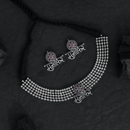 Maroon Color Oxidised Temple Necklace Set (GSN1304MRN) - preyans.com