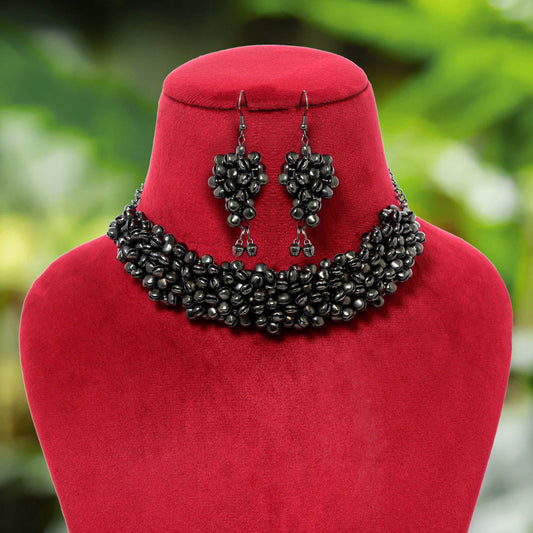 Black Color Oxidised Necklace Set (GSN1635BLK) - preyans.com