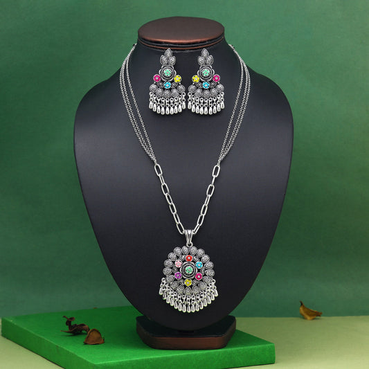 Assorted Color Oxidised Necklace Set (GSN2057MLT) - Preyans.com