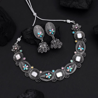 Multi Color Oxidised Necklace Set (GSN2072MLT) - Preyans.com