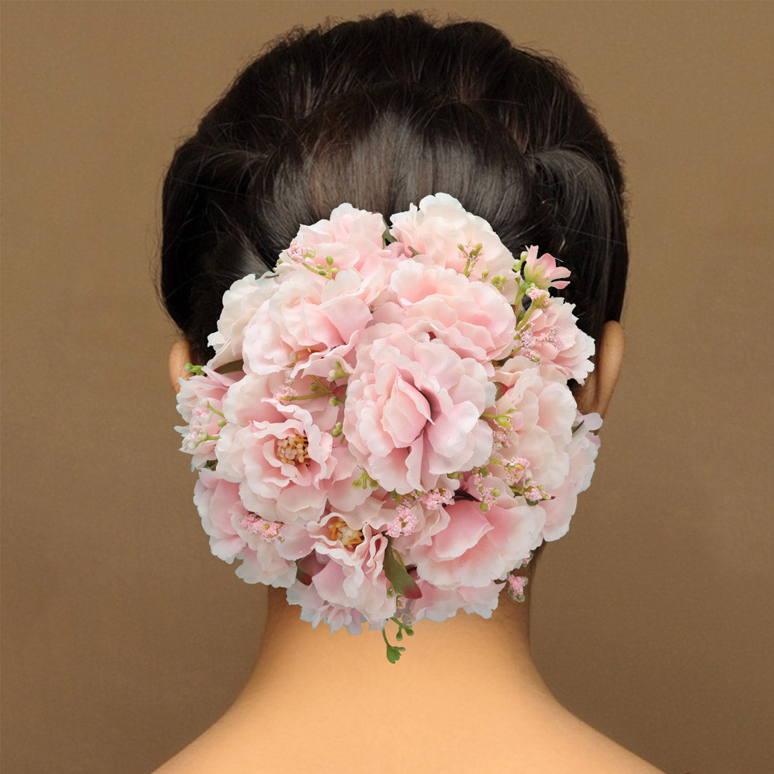 Light Pink Color Rose Flower Hair juda//Bun (HRP211LPNK) - Preyans.com