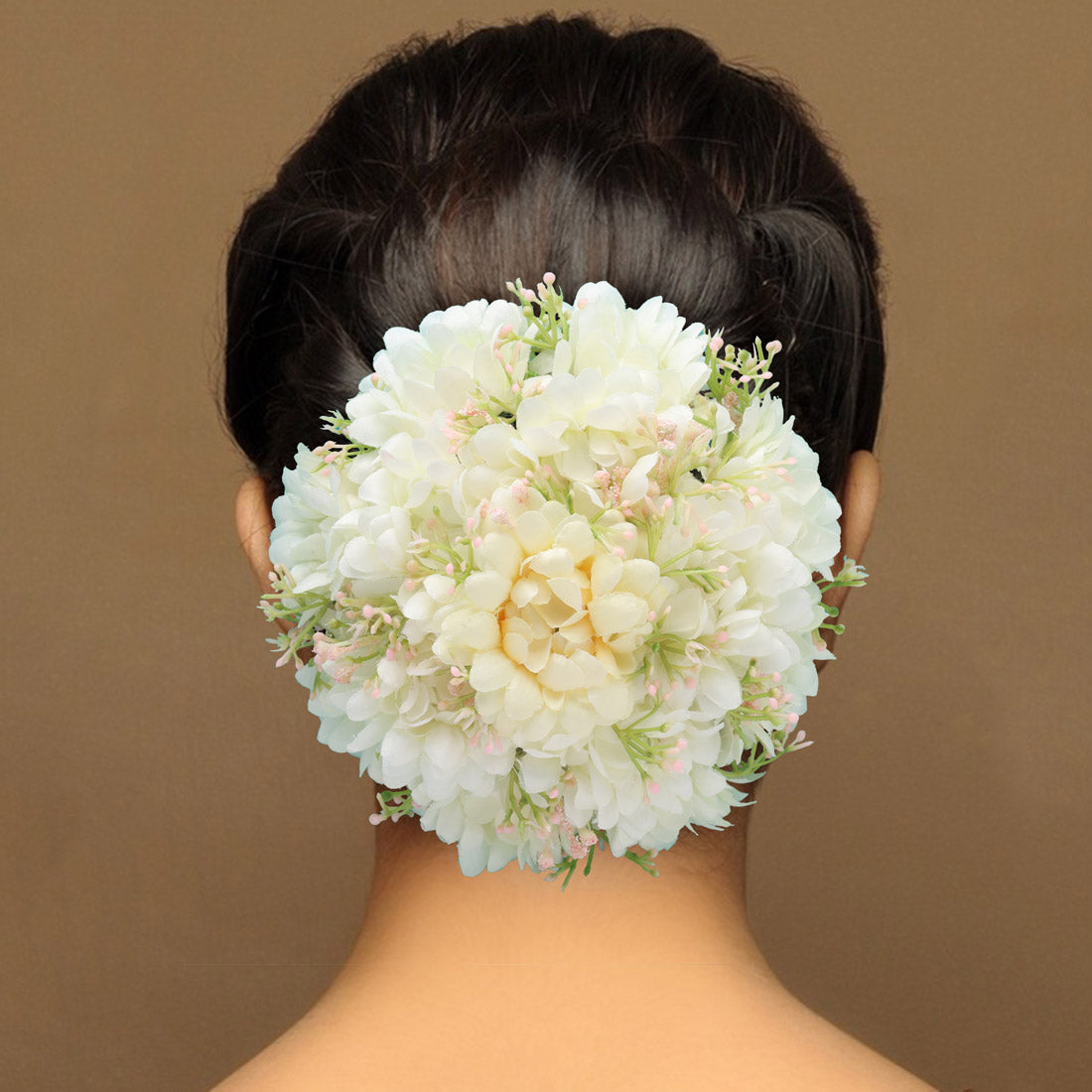 White Color Rose Flower Hair juda//Bun (HRP211WHT) - Preyans.com