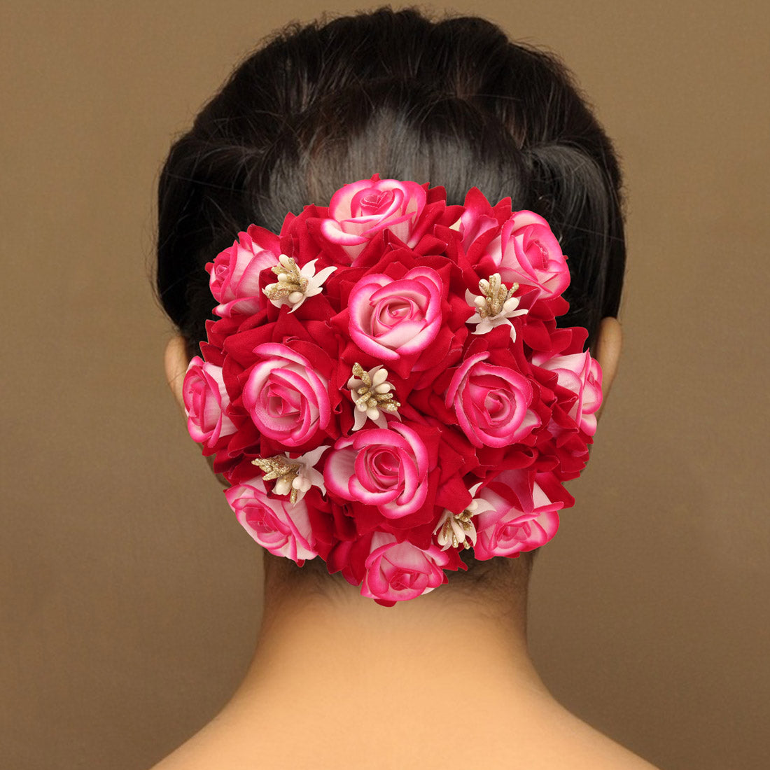 Rani Color Rose Flower Hair juda//Bun (HRP212RNI) - Preyans.com