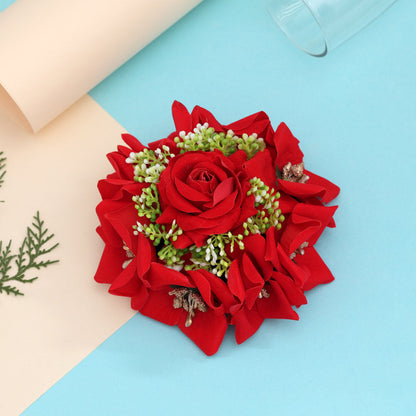 Red Color Rose Flower Hair juda//Bun (HRP214RED) - Preyans.com