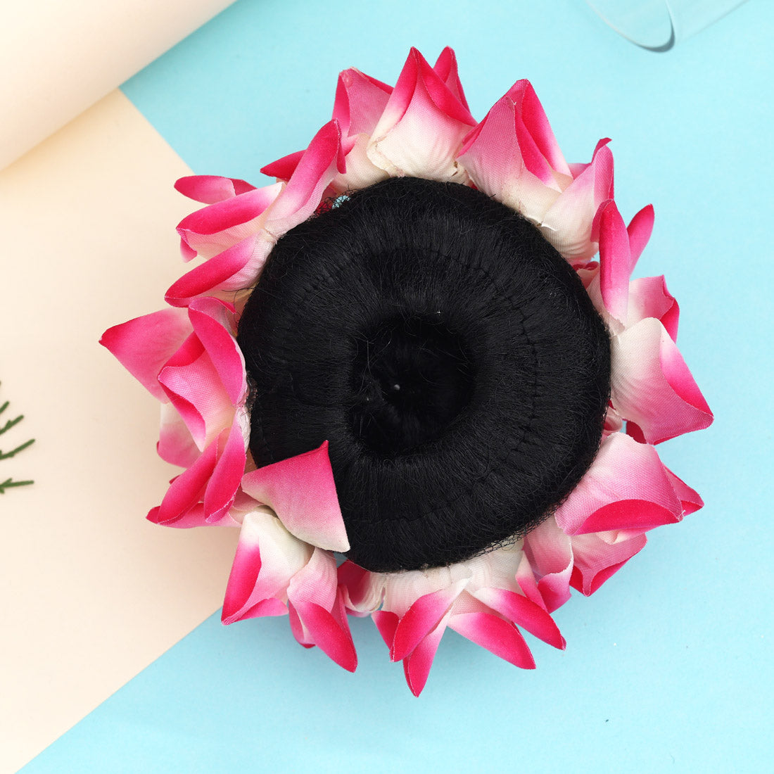 Rani Color Rose Flower Hair juda//Bun (HRP214RNI) - Preyans.com