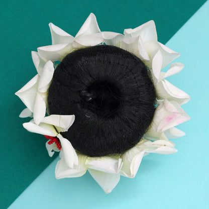 Red & White Color Rose Flower Hair juda//Bun (HRP215REDWHT) - Preyans.com