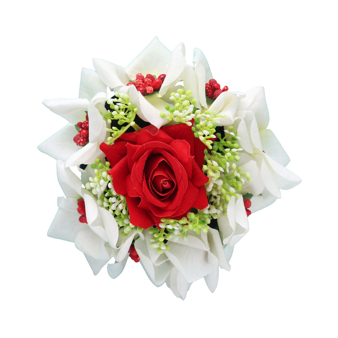 Red & White Color Rose Flower Hair juda//Bun (HRP215REDWHT) - Preyans.com