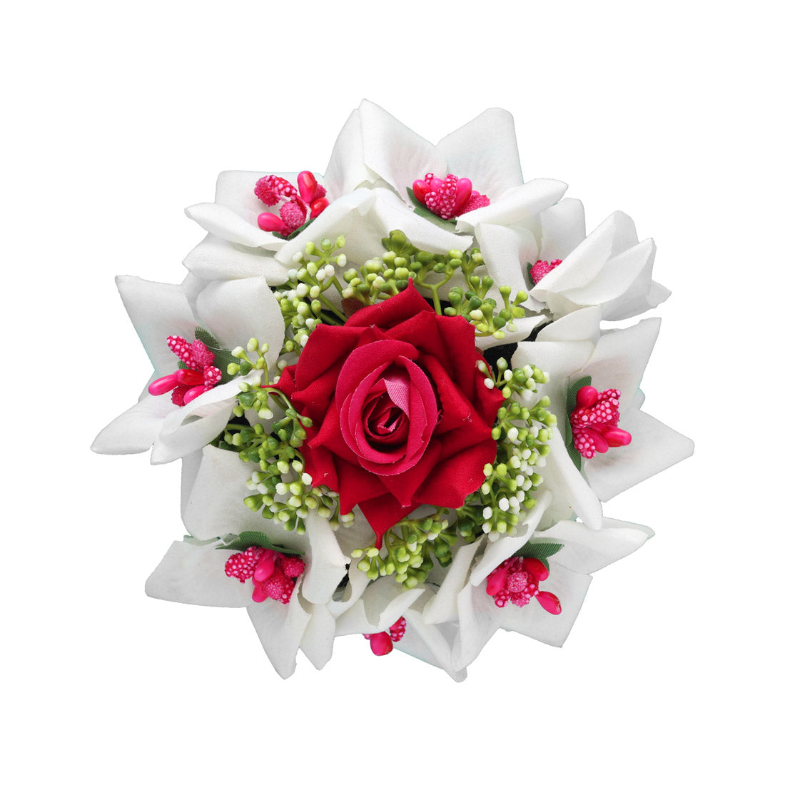 Rani Color Rose Flower Hair juda//Bun (HRP215RNIWHT) - Preyans.com