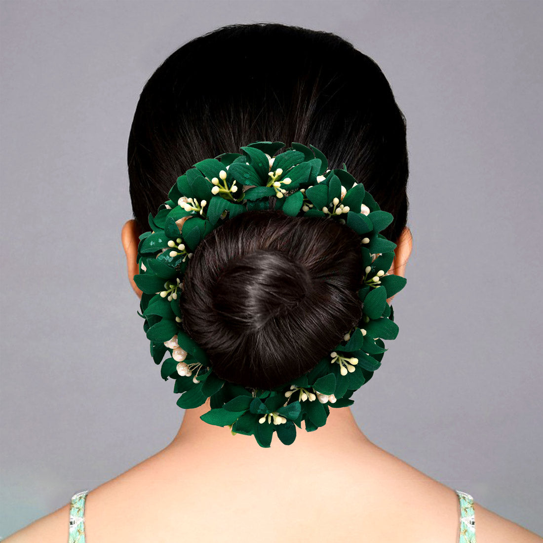 Green Color Rose Flower Gajra For Women Hair Pin (HRP216GRN) - Preyans.com