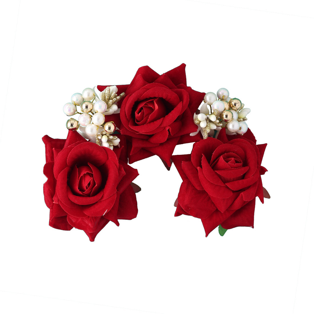 Red Color Rose Flower Gajra For Women Hair Pin (HRP218RED) - Preyans.com