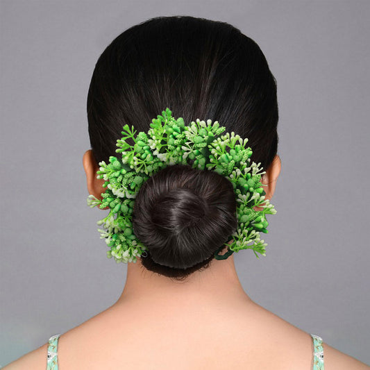 Green Color Flower Gajra For Women Hair Pin (HRP221GRN) - Preyans.com