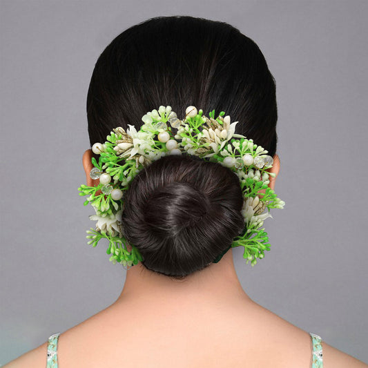 Green Color Flower Gajra For Women Hair Pin (HRP231GRN) - Preyans.com