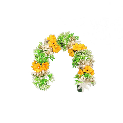 Yellow Color Flower Gajra For Women Hair Pin (HRP261YLW) - Preyans.com