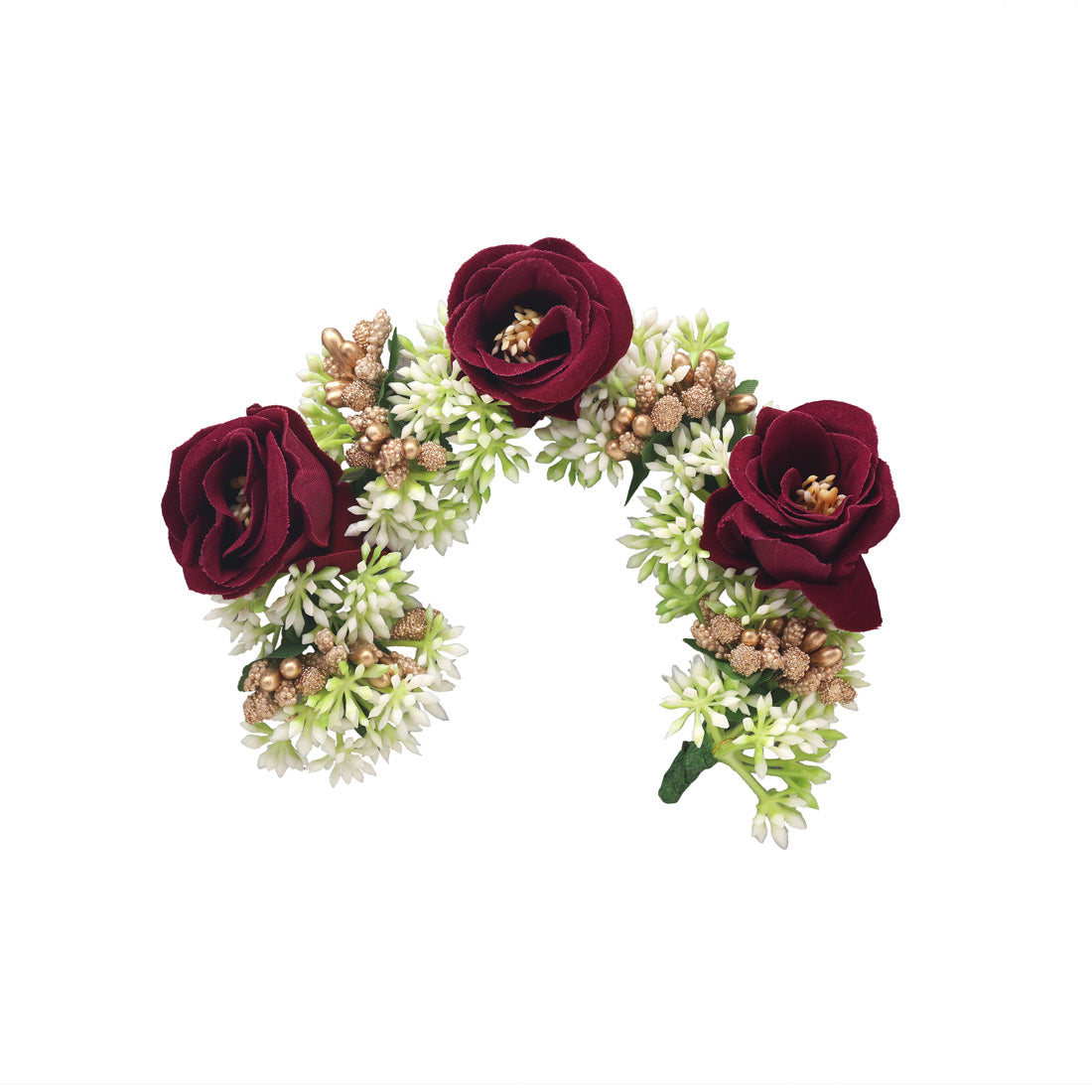 Maroon Color Rose Flower Gajra For Women Hair Pin Design - Preyans.com