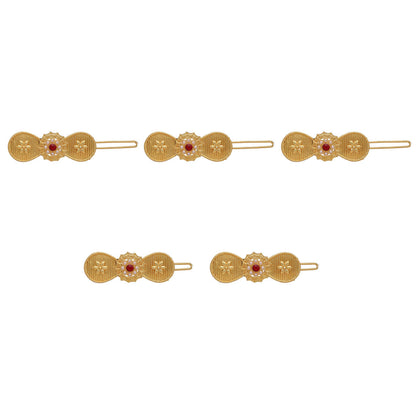 Maroon Color 5 Pieces Gold Plated Hair Pin (HRPCMB229) - preyans.com