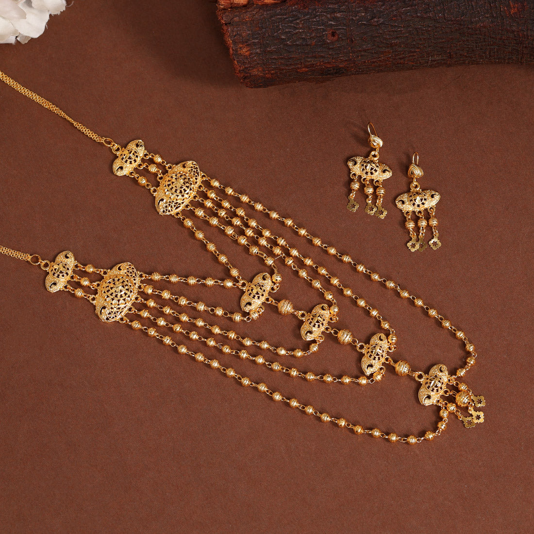 Gold Color Gold Plated Necklace Set (KBSN1155GLD) - preyans.com