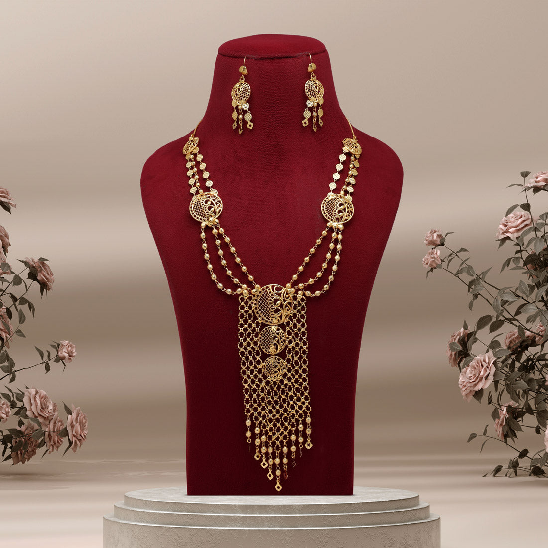 Gold Color Gold Plated Necklace Set (KBSN1170GLD) - preyans.com