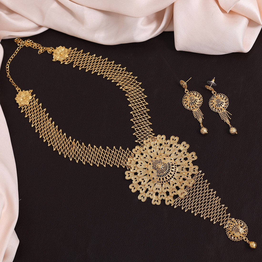 Gold Color Gold Plated Necklace Set (KBSN1175GLD) - preyans.com