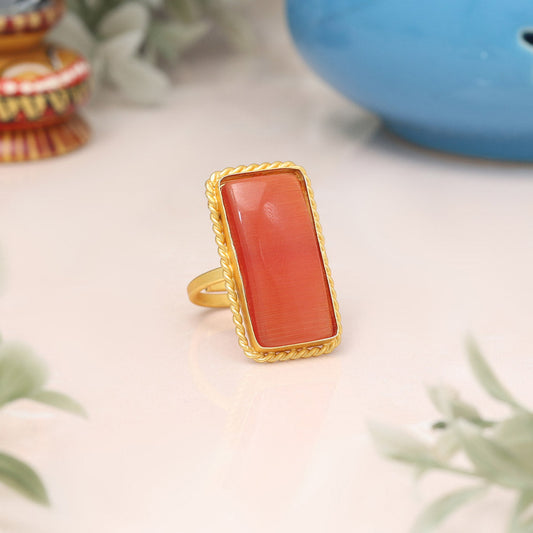 Brown Color Monalisa Stone Finger Ring - Preyans.com