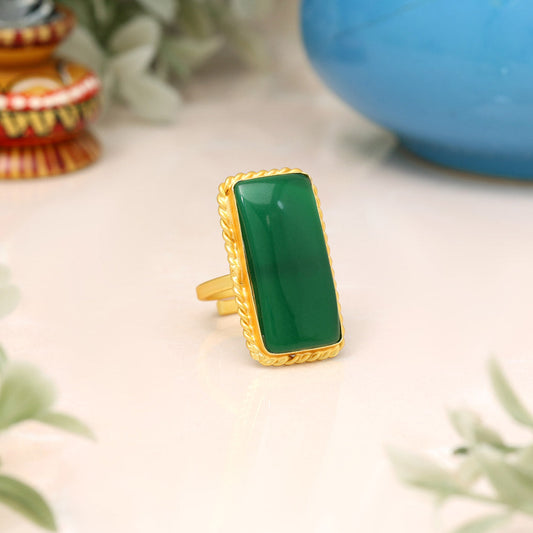 Green Color Monalisa Stone Finger Ring - Preyans.com