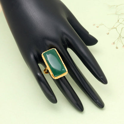 Green Color Monalisa Stone Finger Ring - Preyans.com