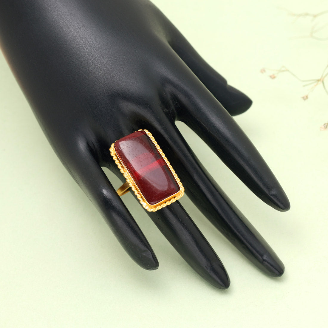 Maroon Color Monalisa Stone Finger Ring - Preyans.com