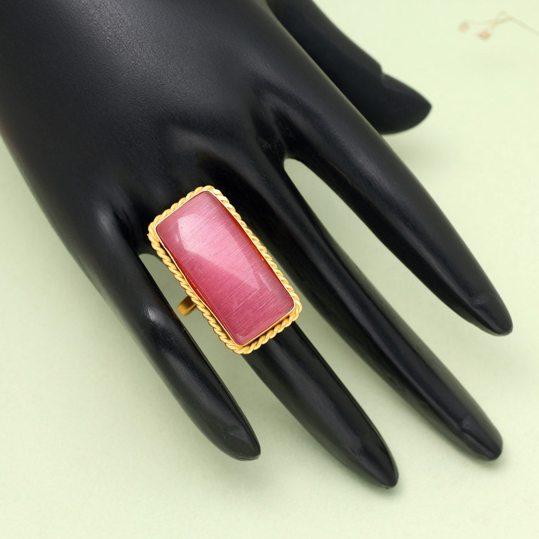 Pink Color Monalisa Stone Finger Ring - Preyans.com