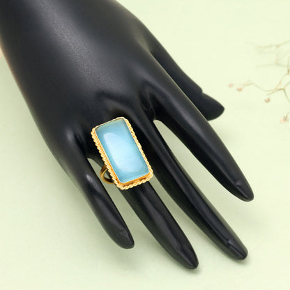 Sky Blue Color Monalisa Stone Finger Ring - Preyans.com