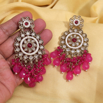 Rani Color Kundan Earrings (KDE1002RNI) - Preyans.com