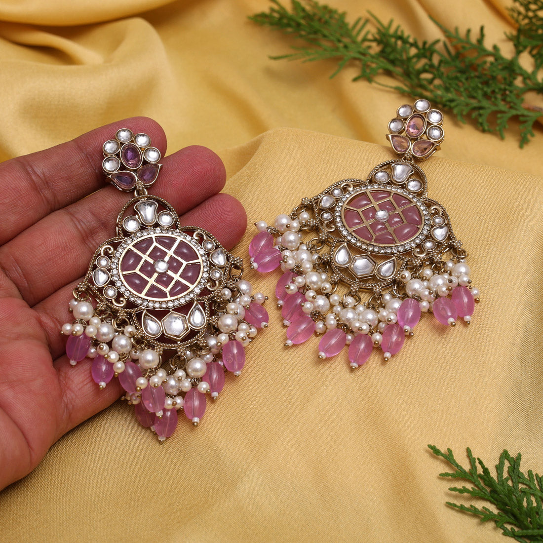 Light Purple Color Kundan Earrings (KDE1003LPRP) - Preyans.com