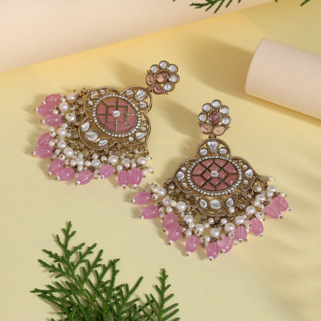 Light Purple Color Kundan Earrings (KDE1003LPRP) - Preyans.com