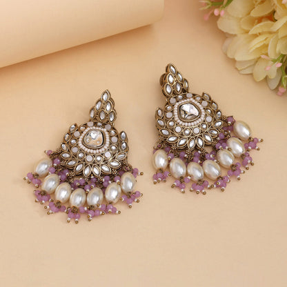 Light Purple Color Kundan Earrings (KDE1007LPRP) - eindiawholesale.com