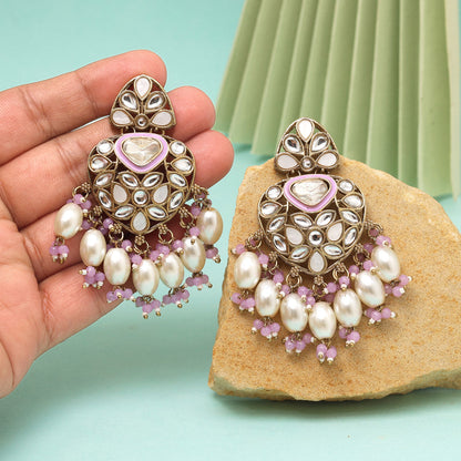 Light Purple Color Kundan Earrings (KDE1008LPRP) - eindiawholesale.com