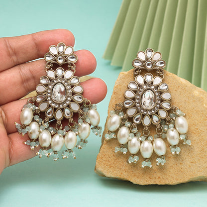 Sky Blue Color Kundan Earrings (KDE1010SBLU) - eindiawholesale.com