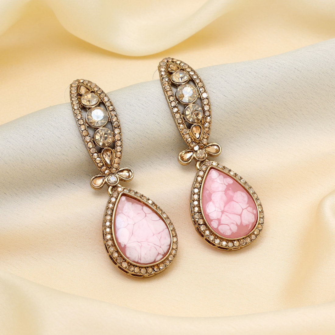 Pink Color Kundan Earrings (KDE1013PNK) - Preyans.com