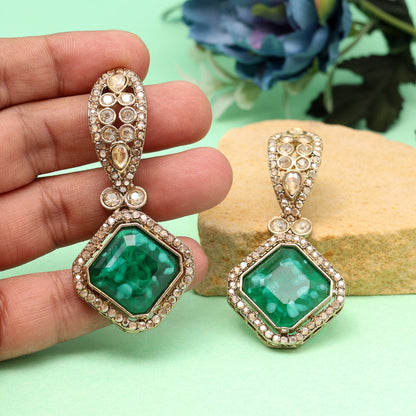 Light Green Color Kundan Earrings (KDE1014LGRN) - Preyans.com