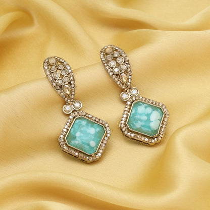 Sky Blue Color Kundan Earrings (KDE1014SBLU) - Preyans.com