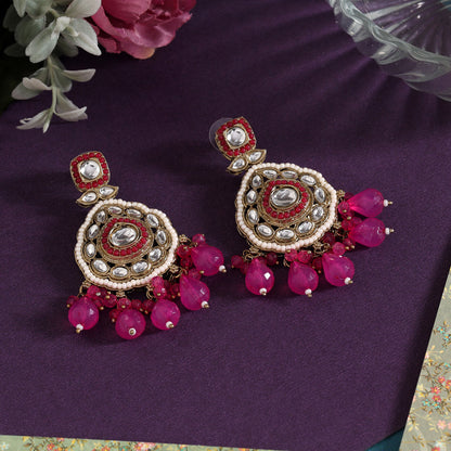 Rani Color Kundan Earrings (KDE1018RNI) - Preyans.com