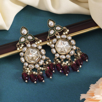 Purple Color Kundan Earrings (KDE1019PRP) - Preyans.com