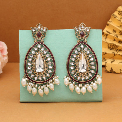 Purple Color Kundan Earrings (KDE1033PRP) - Preyans.com