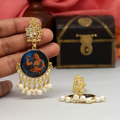 Multi Color Kundan Kundan Earrings (KDE399MLT) - preyans.com