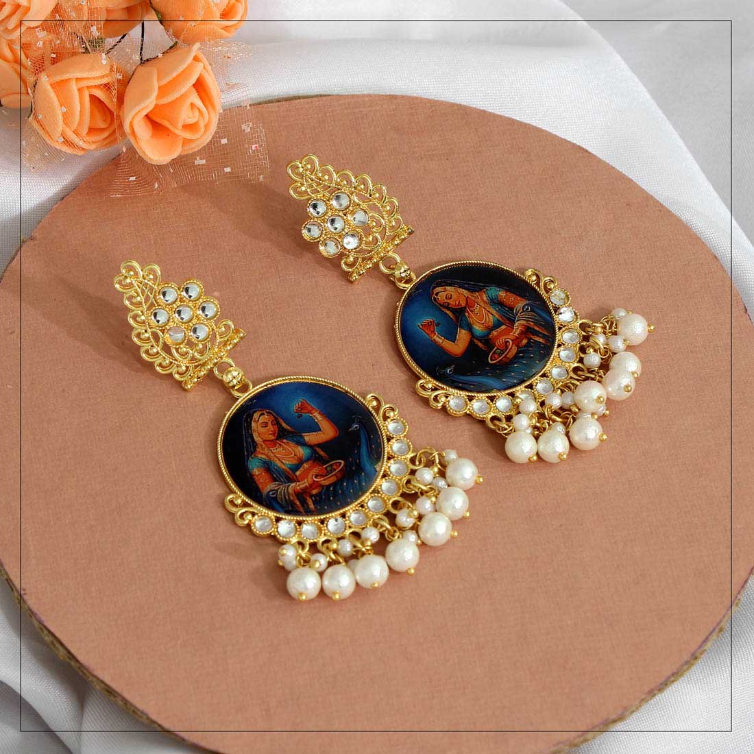 Multi Color Kundan Kundan Earrings (KDE399MLT) - preyans.com