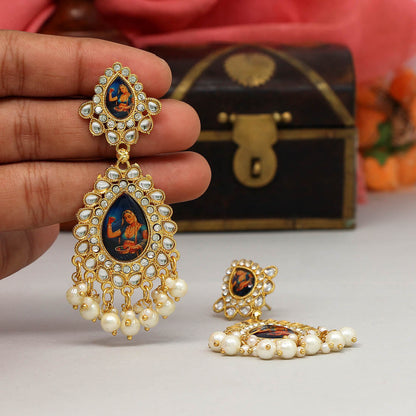 Multi Color Kundan Kundan Earrings (KDE404MLT) - preyans.com