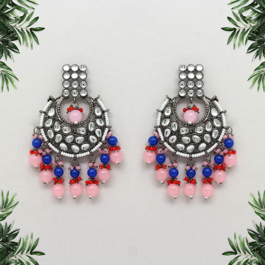 Pink Color Kundan Earrings (KDE425PNK) - preyans.com