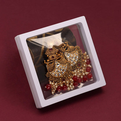 Maroon Color Kundan Earrings (KDE697MRN) - preyans.com