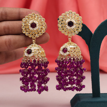 Purple Color Kundan Earrings (KDE929PRP) - preyans.com