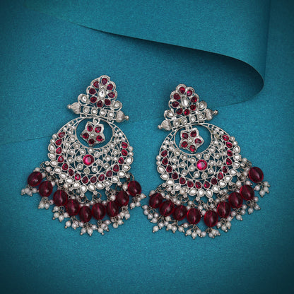 Rani Color Kundan Earrings (KDE930RNI) - preyans.com