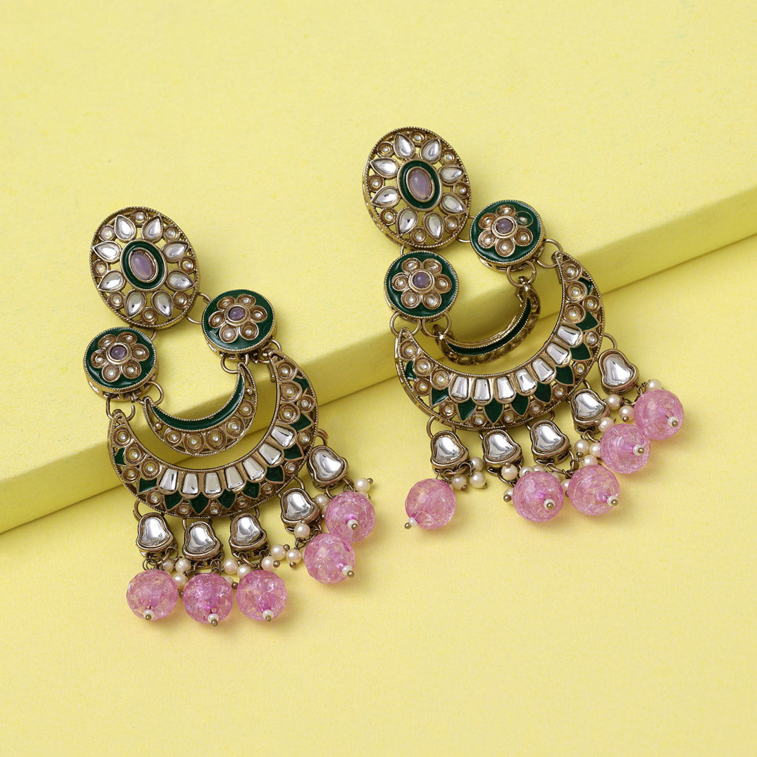 Light Purple Color Kundan Earrings (KDE938LPRP) - preyans.com