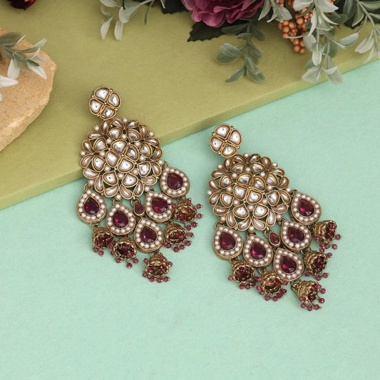 Light Purple Color Kundan Earrings (KDE959LPRP) - preyans.com