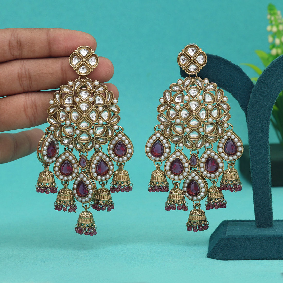 Light Purple Color Kundan Earrings (KDE959LPRP) - preyans.com